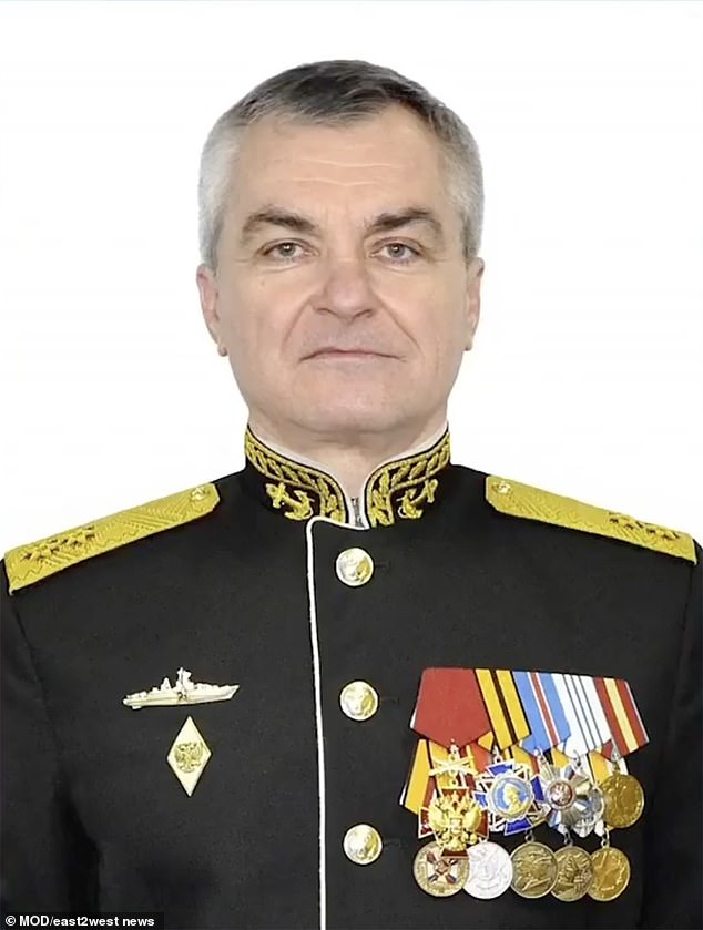 Die Ukraine behauptete am Montag, dass Sokolov (im Bild) einer von 34 Offizieren sei, die bei einem verheerenden Raketenangriff auf das Hauptquartier der Schwarzmeerflotte in Sewastopol getötet wurden