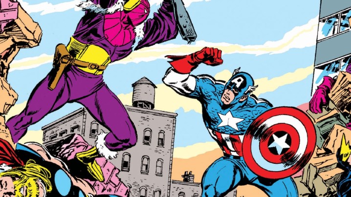 Captain America fighting Baron Zemo