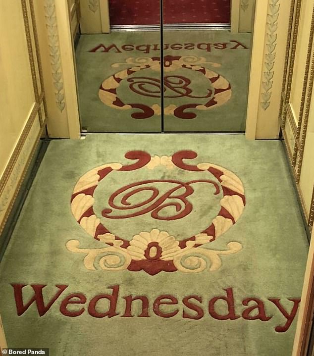 In einem anderen Hotel in Odessa (Ukraine) wurden jeden Tag die Aufzugsteppiche ausgetauscht, um den Gästen mitzuteilen, welcher Wochentag gerade war