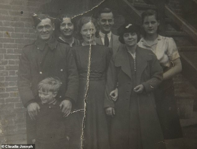 Kate's maternal grandfather, Ron, pictured here (left ) with family and friends, left school aged 14, like his siblings. Later, he started his own  building firm