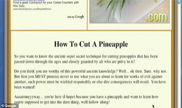 Wenn Sie 1998 bei Google nach „Wie man eine Ananas schneidet“ suchen, werden Ihnen vielleicht einige Websites angezeigt