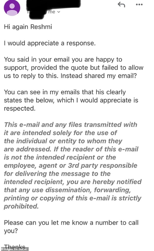 Die PR-Firma wandte sich bald an die Köchin und behauptete, sie habe gegen die Vertraulichkeitserklärung in ihrer E-Mail verstoßen