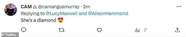 Reaktion: Auf X, ehemals Twitter, sagte ein Zuschauer: „Alison Hammond war ein Geniestreich, sie ist perfekt für Bake Off.“