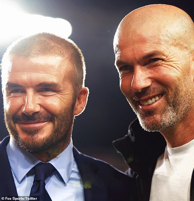 Man sah Zidane und Beckham vor dem Anpfiff in Miami die Atmosphäre genießen