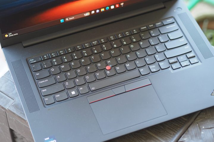 Lenovo ThinkPad P1 Gen 6 top down view showing keyboard and touchpad.