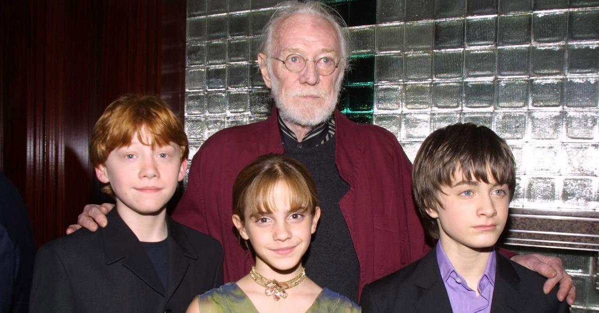 Richard Harris mit Rupert Grint, Emma Watson und Daniel Radcliffe.