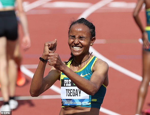 Gudaf Tsegay (im Bild) hat beim Finale der Diamond League am Sonntag in Oregon, USA, den 5000-m-Weltrekord der Frauen gebrochen