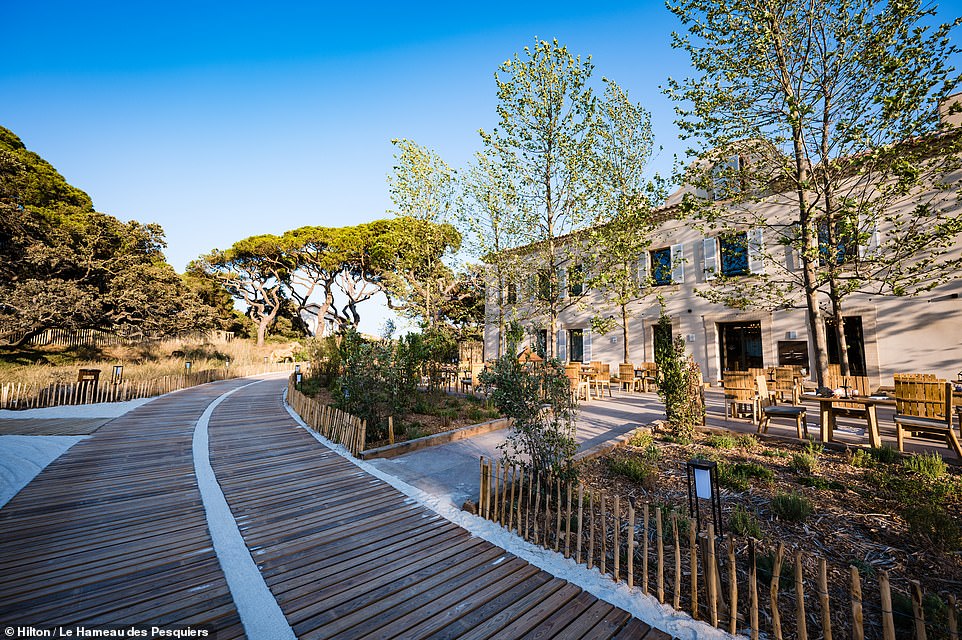 Ted Thornhill discovers that Le Hameau des Pesquiers Ecolodge & Spa on the French Riviera is a memorable reminder that U.S hospitality behemoth Hilton offers accommodation that's delightfully unique. Above is the ground-floor Saliniers restaurant, with rooms above. The terrace is where Ted and his family enjoy lunches, dinners and breakfasts