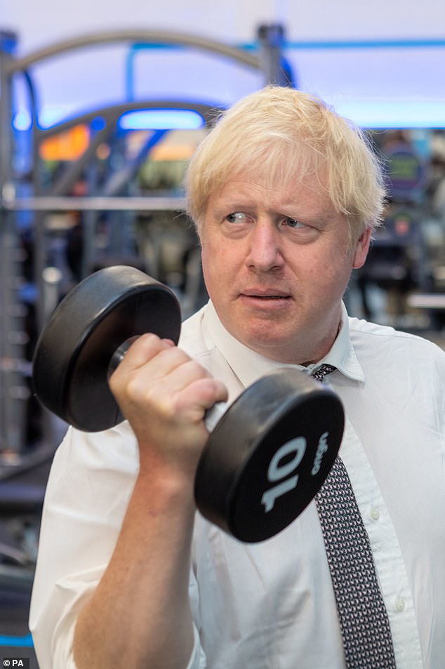 Boris Johnson trainiert 2020 im The Gym in seinem Wahlkreis South Ruislip