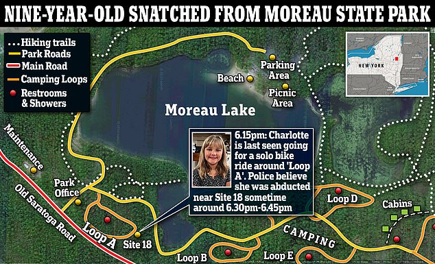 Charlotte Sena wurde zuletzt beim Radfahren um Loop A im Moreau Lake State Park im Bundesstaat New York in der Nähe von Saratoga Springs gesehen