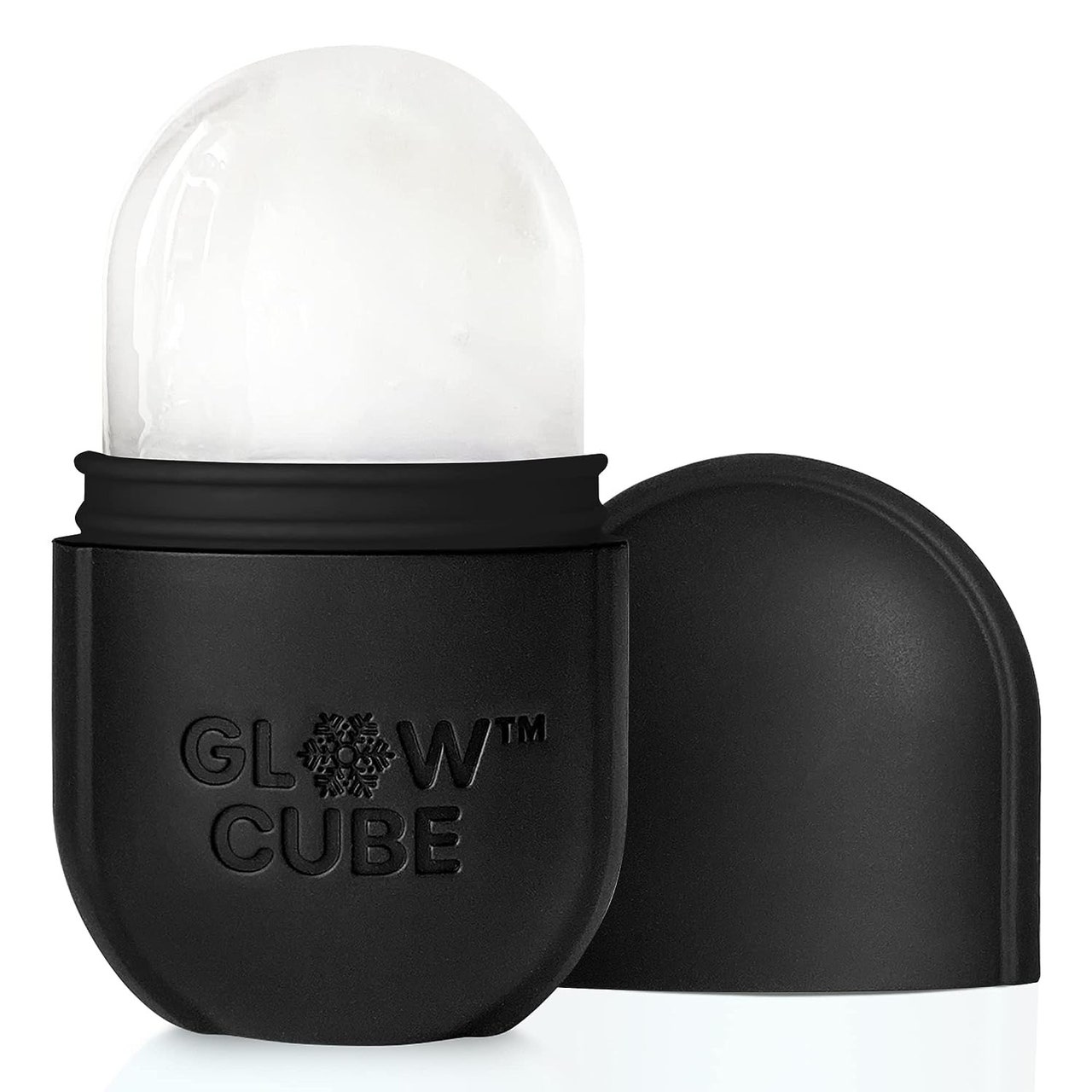 Glow Cube Eisstab im schwarzen Gehäuse mit seitlicher Kappe auf weißem Hintergrund