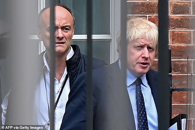 Mr Keith also suggested Mr Cummings, who left No 10 in November 2020 after a series of internal rows, was 'himself a source of instability'. Pictured, Dominic Cummings with then-Prime Minister Boris Johnson in September 2019