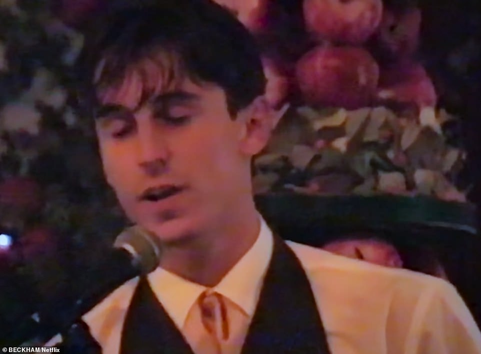 Naughty! Fans were also given a glimpse at his best man Gary Neville's very rude wedding speech, when he made reference to the Spice Girls' sex life