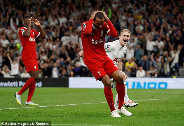 Liverpool - who went down to nine man through red cards for Curtis Jones and Diogo Jota - went on to lose the match to Tottenham after a stoppage time own-goal by Joel Matip