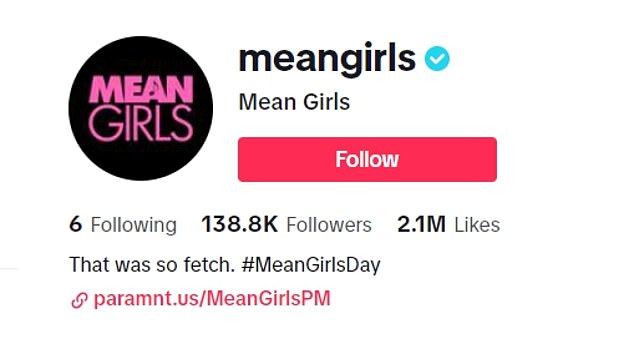 Wirksam!  Der Mean Girls-Account hat nach der eintägigen Veröffentlichung nun 2,1 Millionen Likes