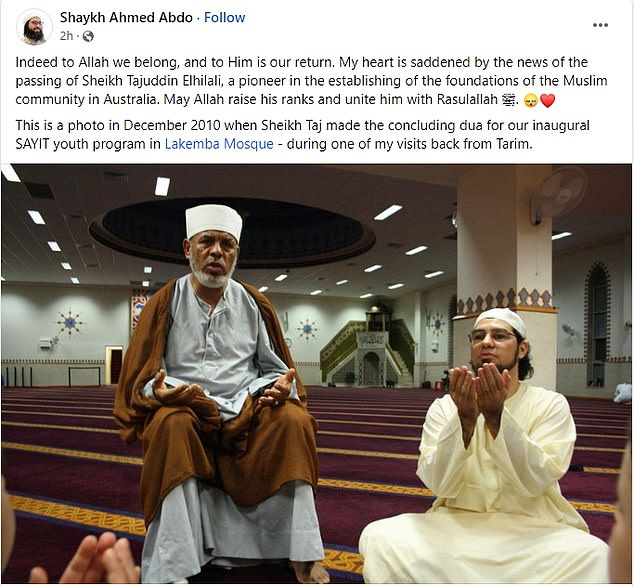 Sein Freund und Kollege, Shaykh Ahmed Abdo, fügte in den sozialen Medien eine Hommage hinzu (im Bild)