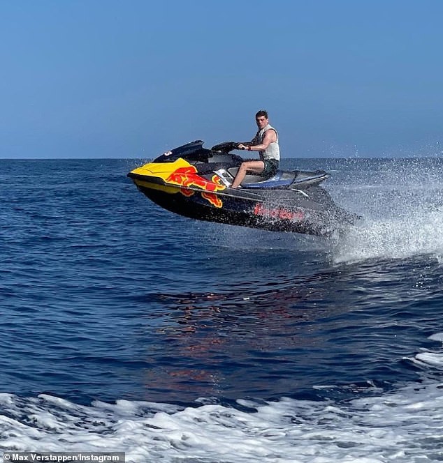 Verstappen can often be seen in his Red Bull branded jet ski in the water around Monaco