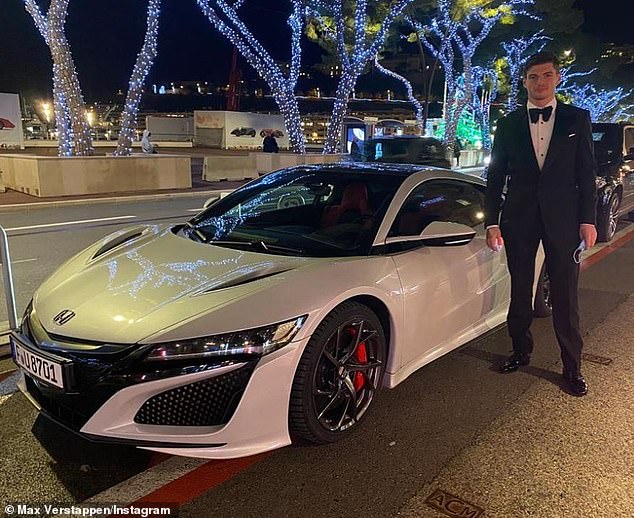 A suited and booted Verstappen arrives at a Monaco awards ceremony in style back in 2020