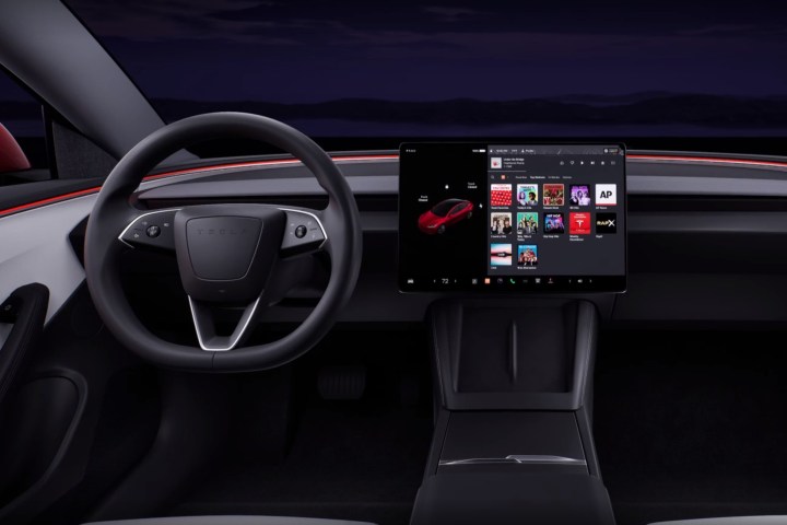 Das aktualisierte Tesla Model 3 verfügt über Wischersteuerungen am Lenkrad.
