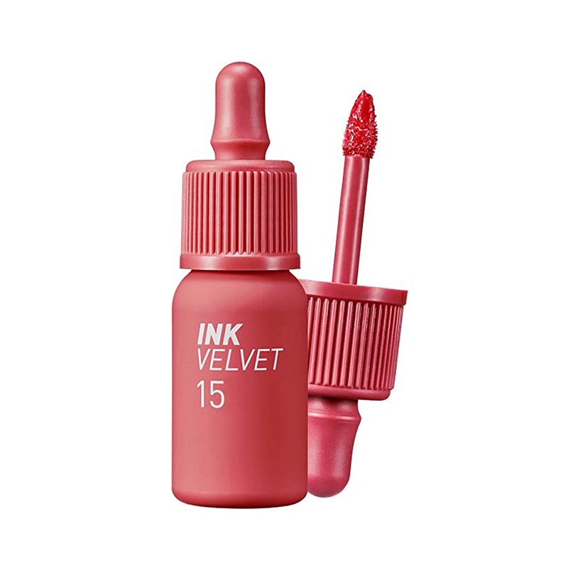 Eine malvenrosa Flasche des Peripera Ink Velvet Lip Tint im Farbton #015 Beauty Peak Rose auf weißem Hintergrund