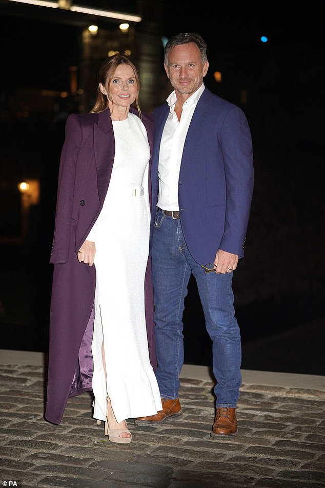 Liebe: Sie wurde bei der Veranstaltung im Tower of London von ihrem unterstützenden Ehemann, Red Bull Formel-1-Teamchef Christian, begleitet, der in einem dunkelblauen Blazer und Jeans elegant aussah