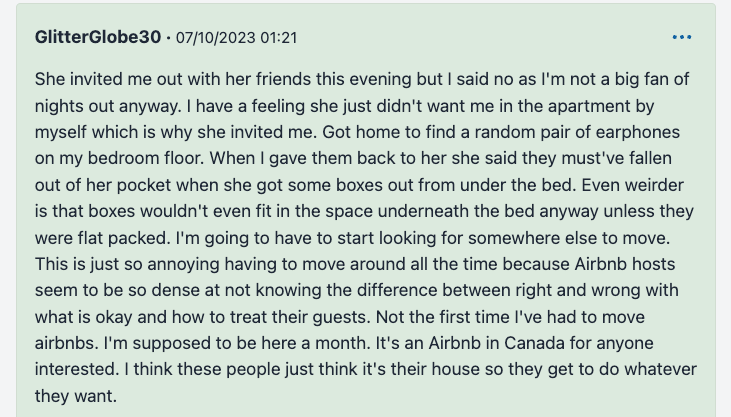 Eine Frau im Aibu von Mumsnet sagt, dass der Airbnb-Gastgeber verlangt, dass Fenster und Tür offen sein müssen