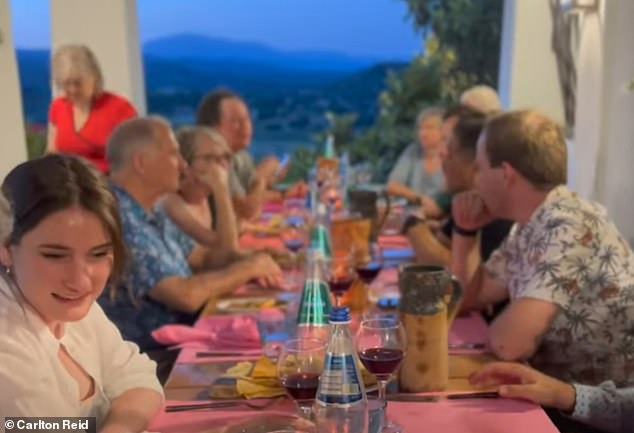 Carlton's tour group gathers for one of many amazing meals