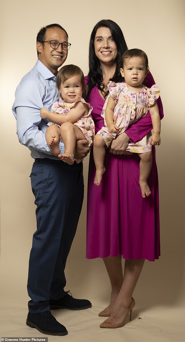 Pictured with twins Mia and Lilia, aged one, yoga teacher Sara Chan, 36, spent six years trying to get pregnant with her husband Simon, 35, before turning to the Prince¿s Foundation