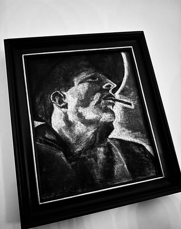 Ein weiteres Kunstwerk zeigte einen Mann mit einer Zigarette