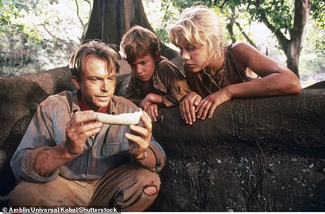 Sam, Joseph Mazzello und Ariana Richards sind im Jurassic Park von 1993 abgebildet