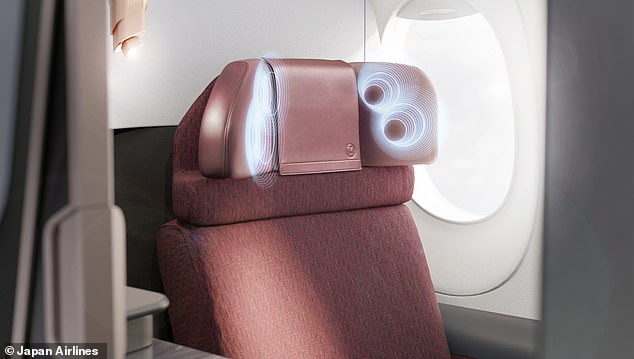 Die Business-Class-Sitze verfügen über integrierte Kopfstützenlautsprecher, die den Kunden Freude bereiten