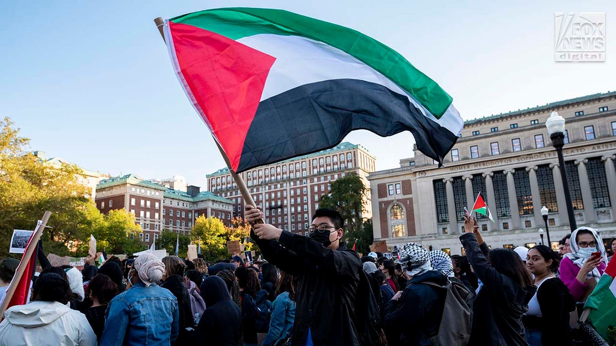 Pro-palästinensische Flagge an der Columbia University 
