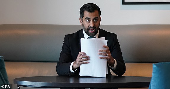 First Minister Humza Yousaf looks over his speech before delivering it to deligates at the SNP annual conference at the Event Complex Aberdeen (TECA) in Aberdeen. Picture date: Tuesday October 17, 2023. PA Photo. See PA story POLITICS SNP. Photo credit should read: Andrew Milligan/PA Wire