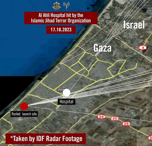 Israel also released a radar map of Palestinian Islamic Jihad rocket attacks, as well as a video of the moment a rocket purportedly streaking towards Israel from Gaza appears to suffer a problem and suddenly changes course before flaming out