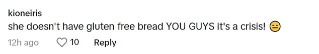 Reaktion: „Es muss anstrengend sein, hungernde Menschen ohne glutenfreies Brot zu bekämpfen“, schrieb eine Person als Antwort auf Jazzies Video.