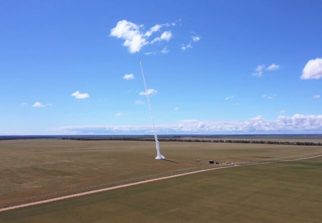 Ein suborbitaler Raketenstart vom Koonibba Test Range in Südaustralien.