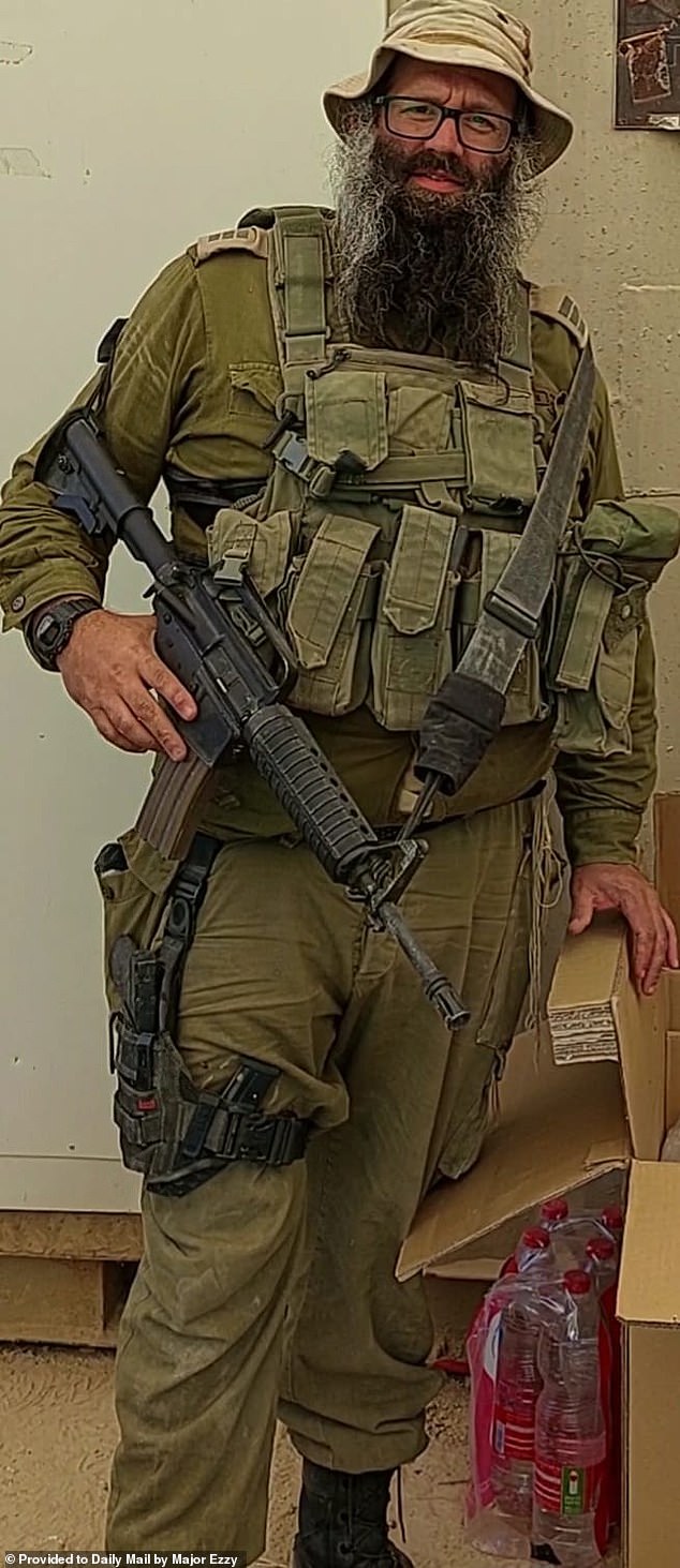 Eliezer, a major in the IDF who goes by Ezzy, spoke to DailyMail.com from southern Israel