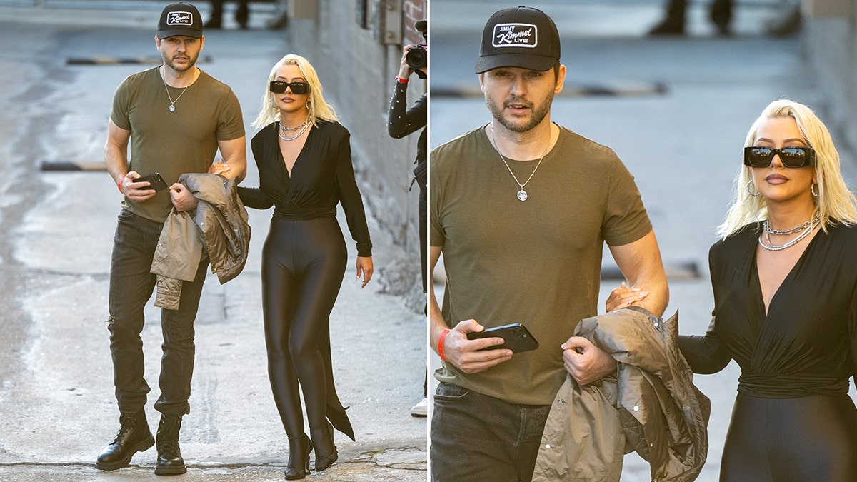 Christina Aguilera und ihr Freund gehen nach draußen