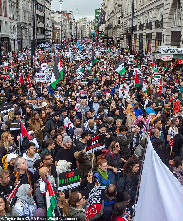 Thousands of protesters march through central London in National March for Palestine