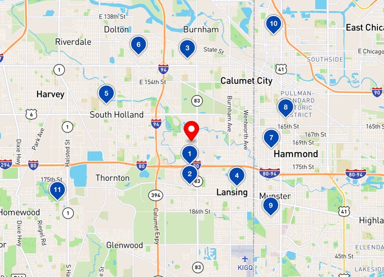 eine Karte mit ICATT-COVID-Teststandorten in der Nähe von Chicago