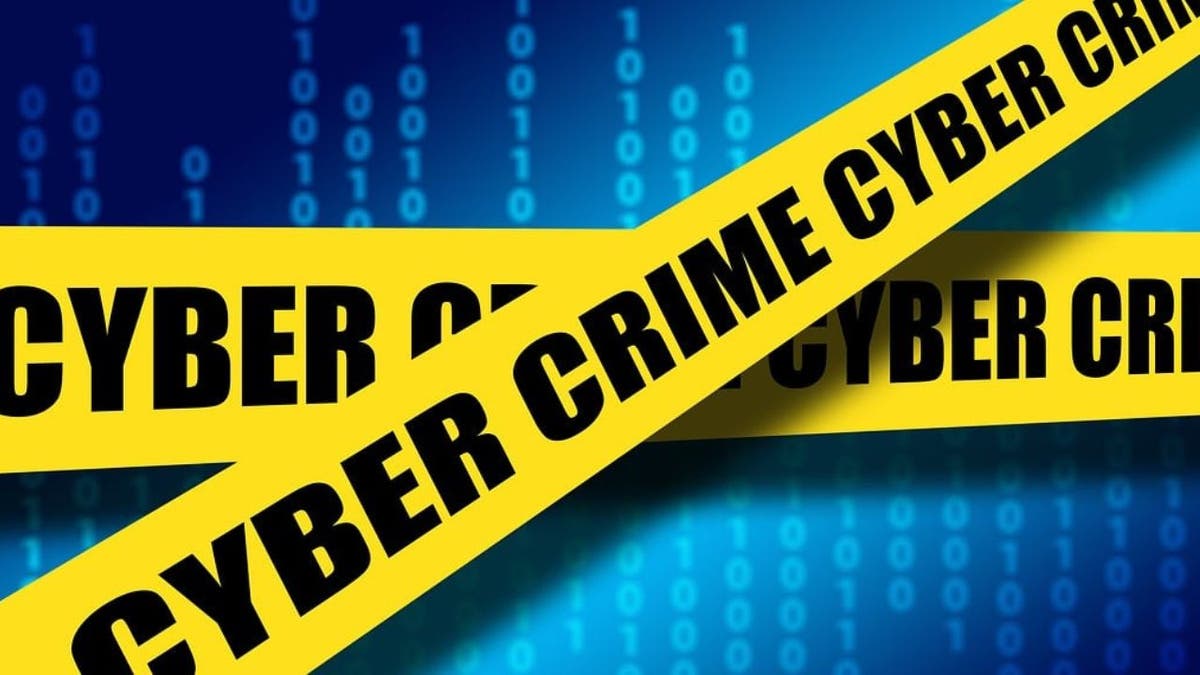 Grafik eines Absperrbandes mit der Aufschrift: "Cyberkriminalität."