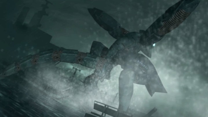 In Metal Gear Solid 2: Sons of Liberty springt ein Mech ins Wasser.