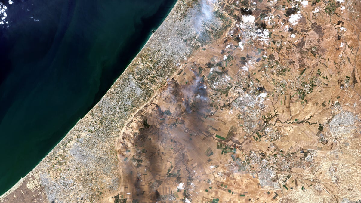 Satellitenfoto von Israel und Gaza