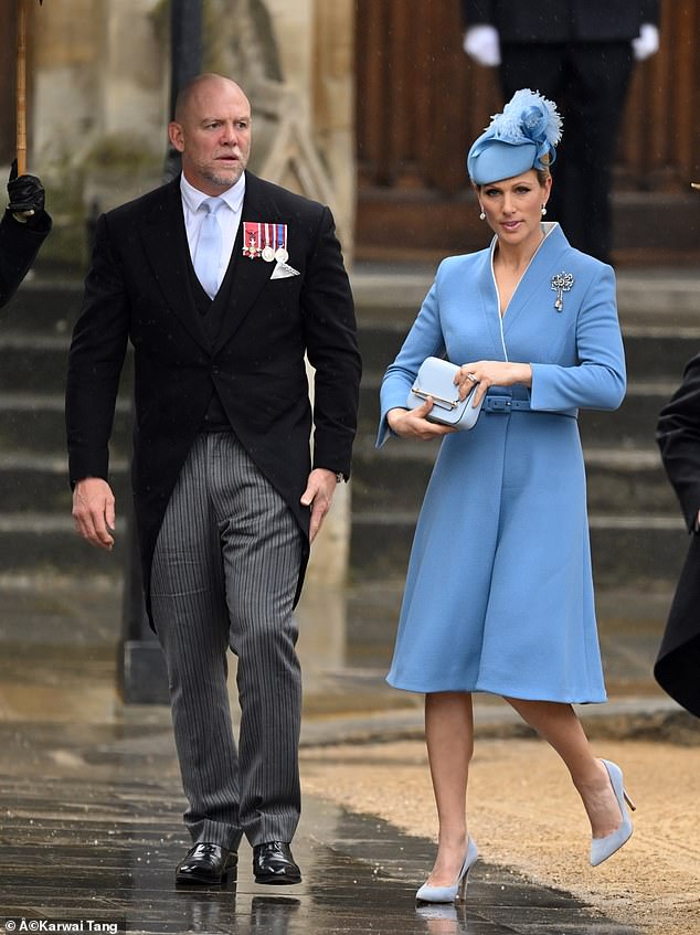 Mike Tindall pictured with his wife Zara Tindall arriving at King Charles' Coronation