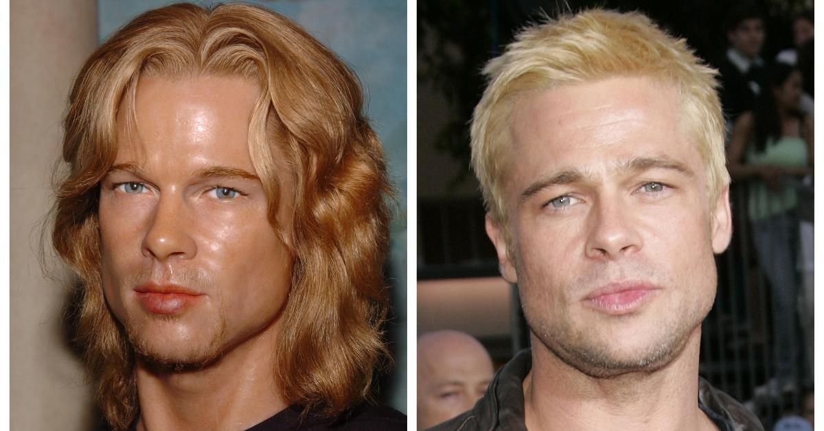 Wachsfigur von Brad Pitt und dem echten Brad Pitt