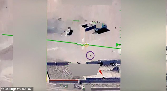 Bellingcat was able to use the known horizontal length of buildings near the flightpath of the 'orb' to calculate the orb's largest possible size: 1.5 feet, if the UFO was close to the ground. The orb's actual size would be smaller, the higher in altitude and closer to the camera it flew