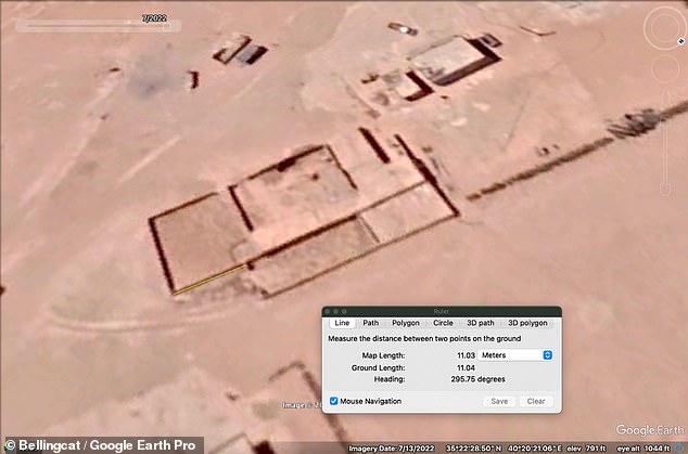 Measurements available via Google Earth Pro helped the researchers determine the length of the landmarks on the desert surface, along the 'metallic orb' UFO's flight path