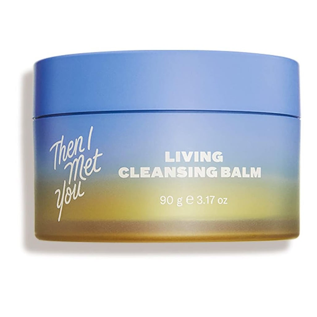 Then I Met You Living Cleansing Balm blue and yellow jar on white background