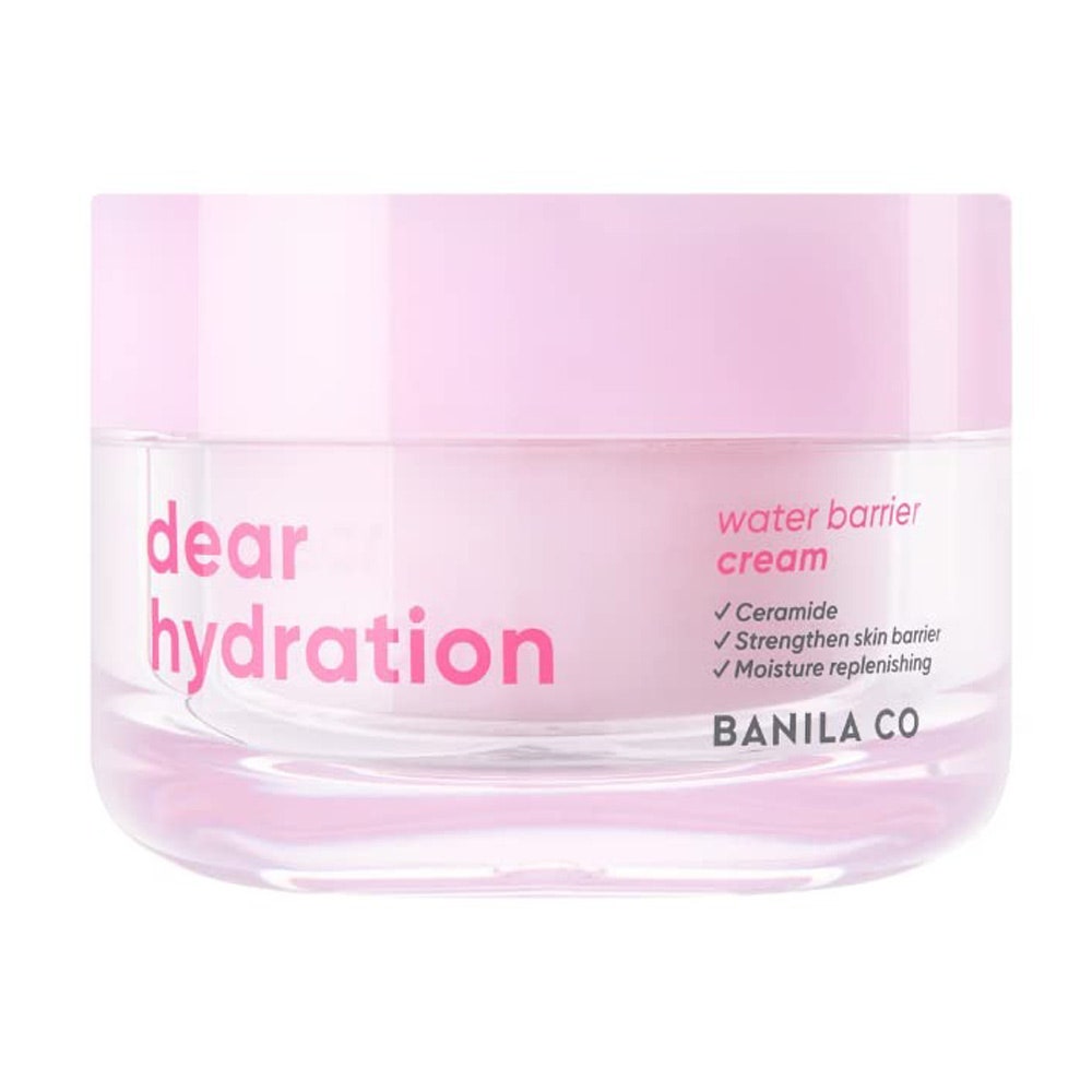 Banila Co. Dear Hydration rosafarbenes Glas auf weißem Hintergrund