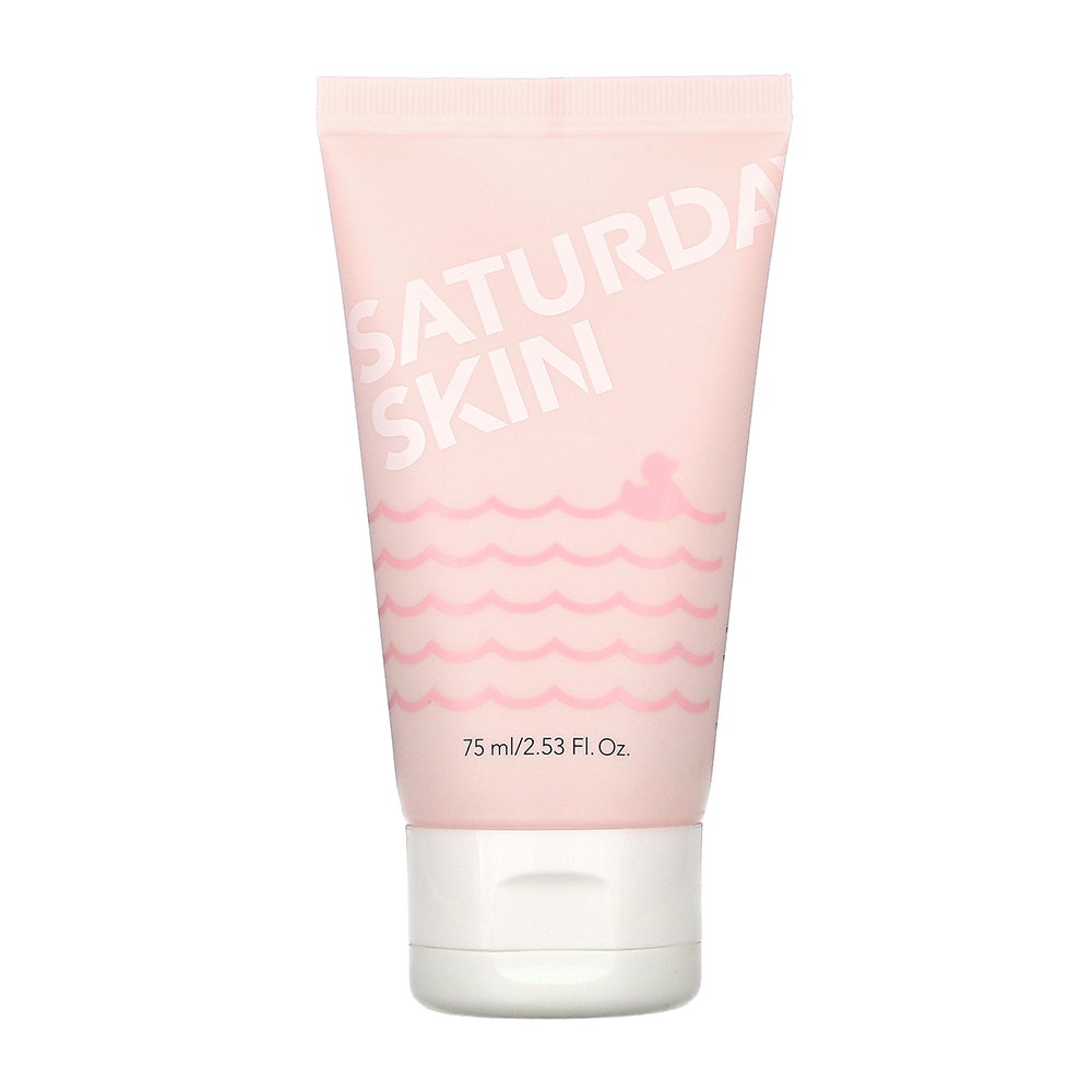 Saturday Skin Rub-a-Dub Peeling Gel rosa Quetschtube auf weißem Hintergrund